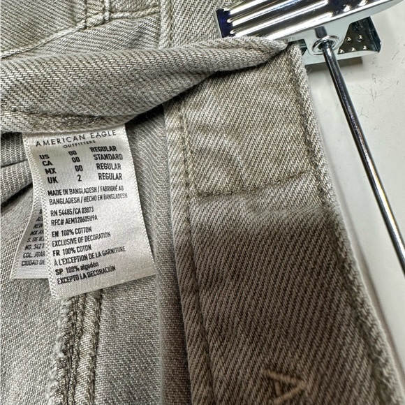 American Eagle Wide Leg Crop Jeans Army Green 00 - Picture 3 of 5